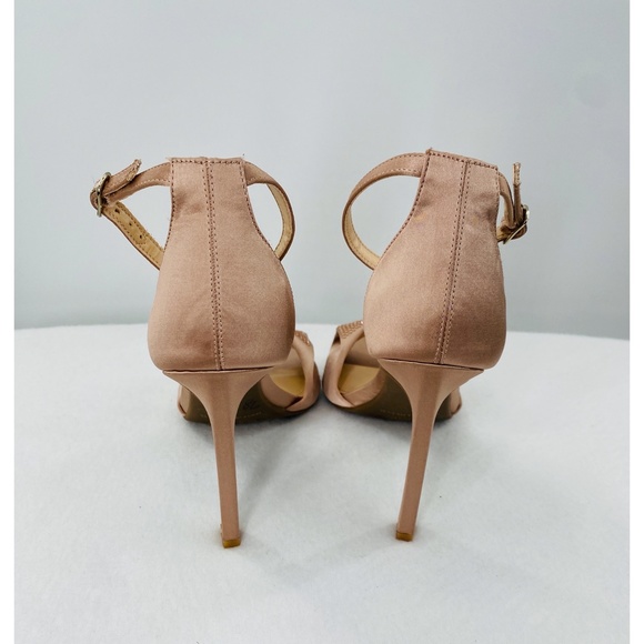 Max Studio Rarima2 Crystal Studded Bow Open Toe Blush Ankle Strap Heel - Picture 9 of 9